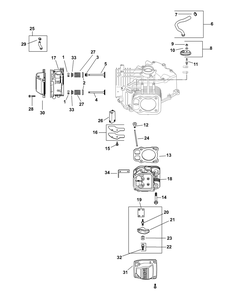 Kohler Sv725-3020 Head, Valve And Breather Diagram and Parts List for Z-FORCE54 (17BF3AGX-17BF3AGX010)(2012) Cub Cadet Lawn Tractor
